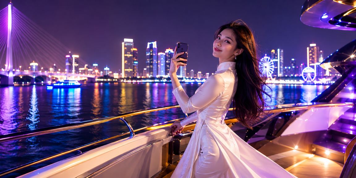 Người phụ nữ mặc áo dài tại Đà Nẵng sử dụng điện thoại chơi casino